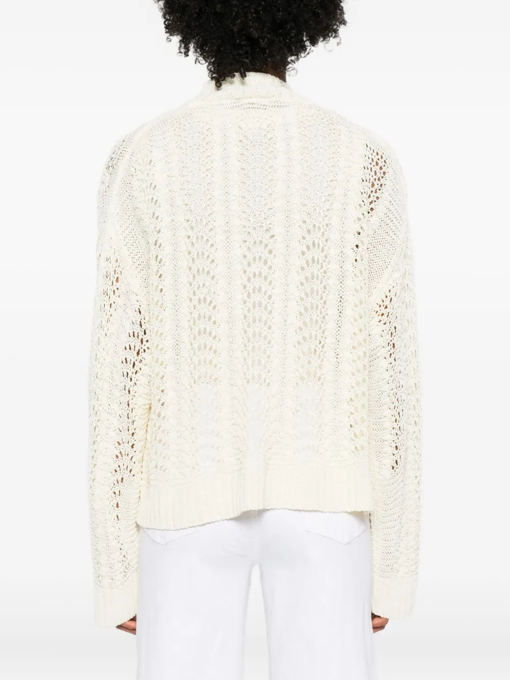 Daniele Fiesoli Open-front Lace-knit Cardigan In Neutral