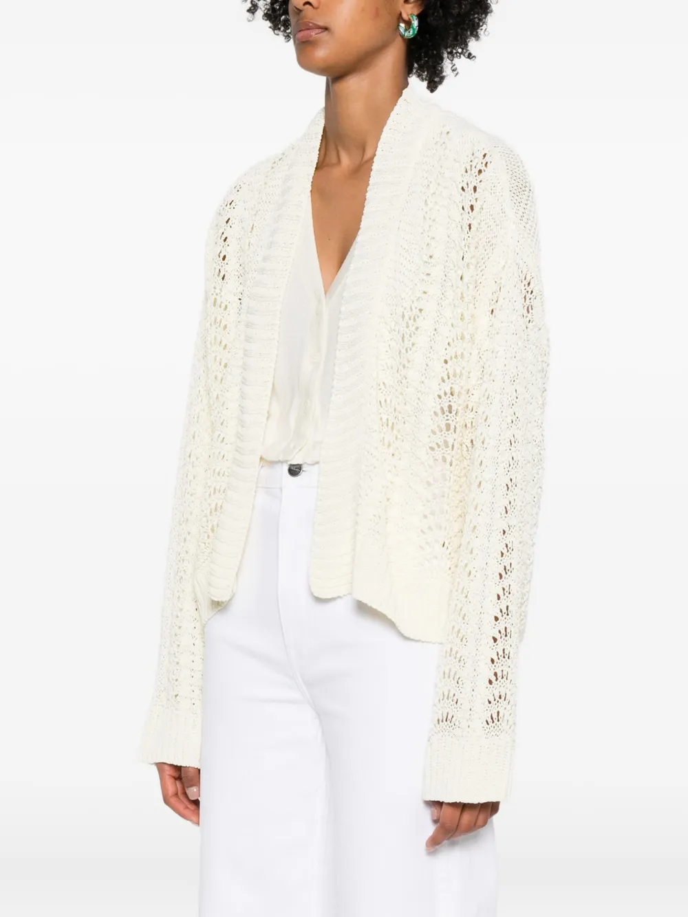 Daniele Fiesoli Open-front Lace-knit Cardigan In Neutral