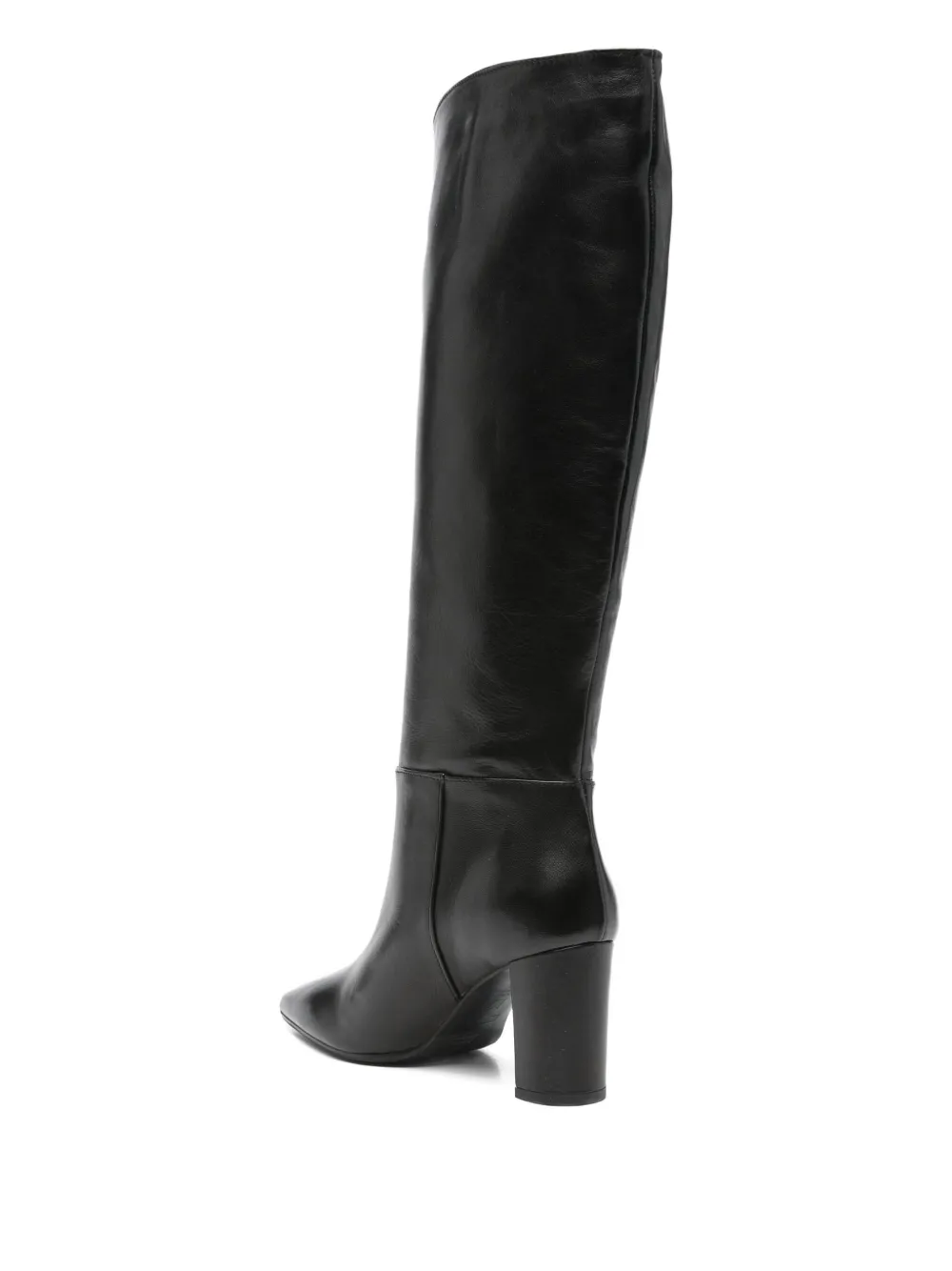 Thea Mika 80mm Leather Block-heel Boots In Black
