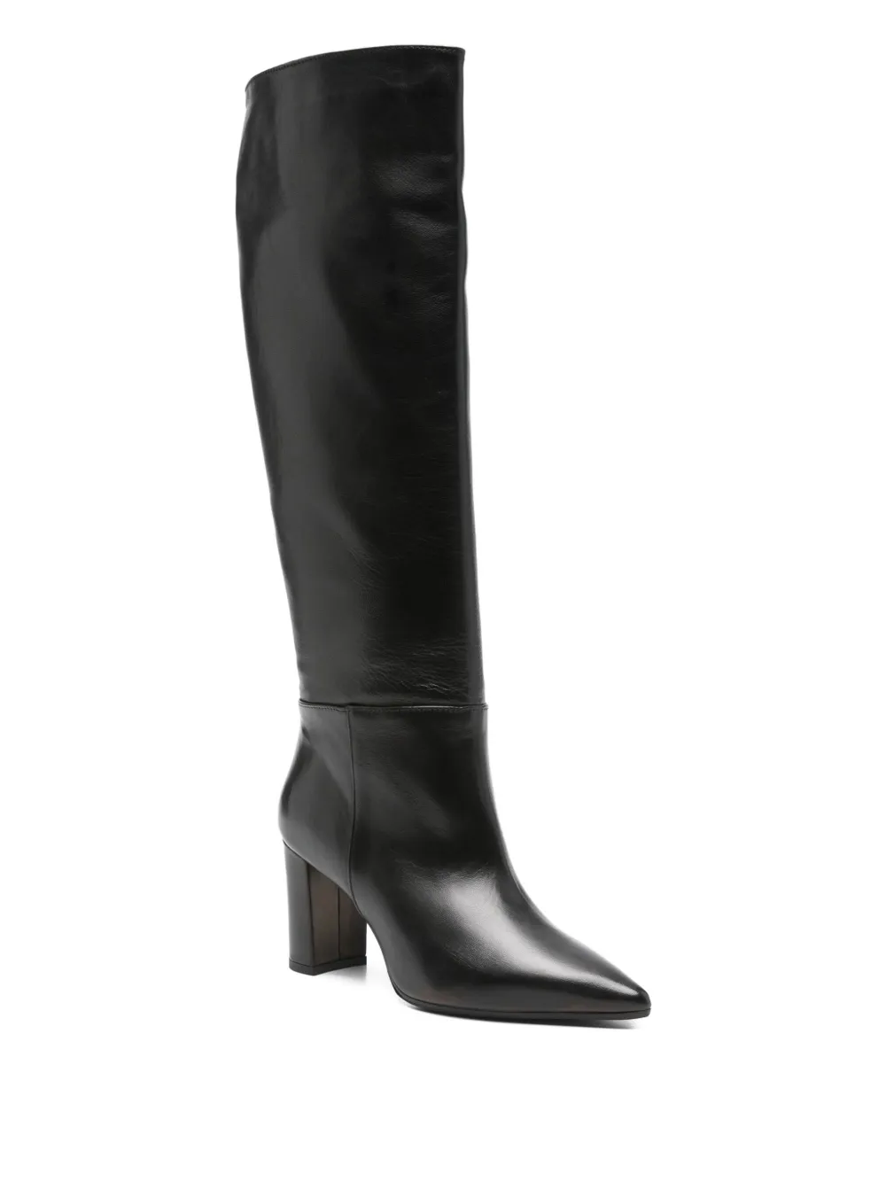 Thea Mika 80mm Leather Block-heel Boots In Black