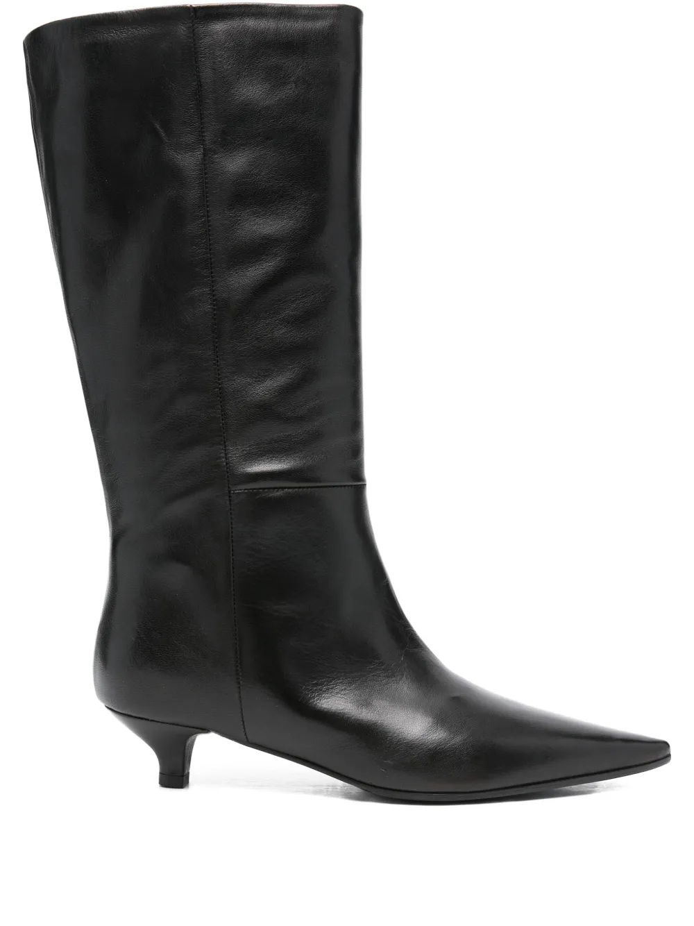 Thea Mika Pointed-toe Leather Boots In Black