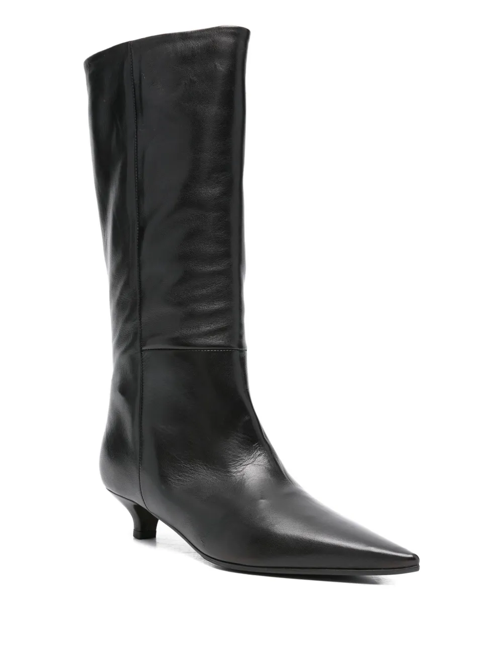 Thea Mika Pointed-toe Leather Boots In Black