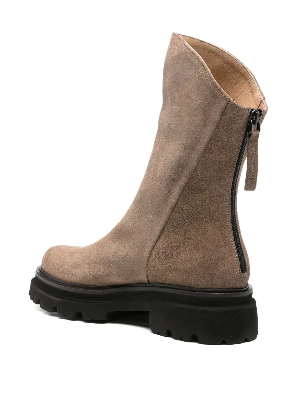 Thea Mika Zip-detail Calf Suede Boots In Neutral