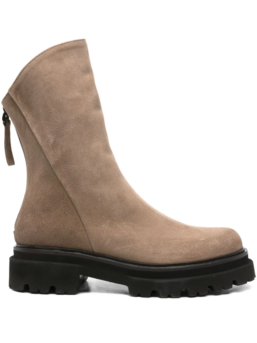 Thea Mika zip-detail calf suede boots Neutrals