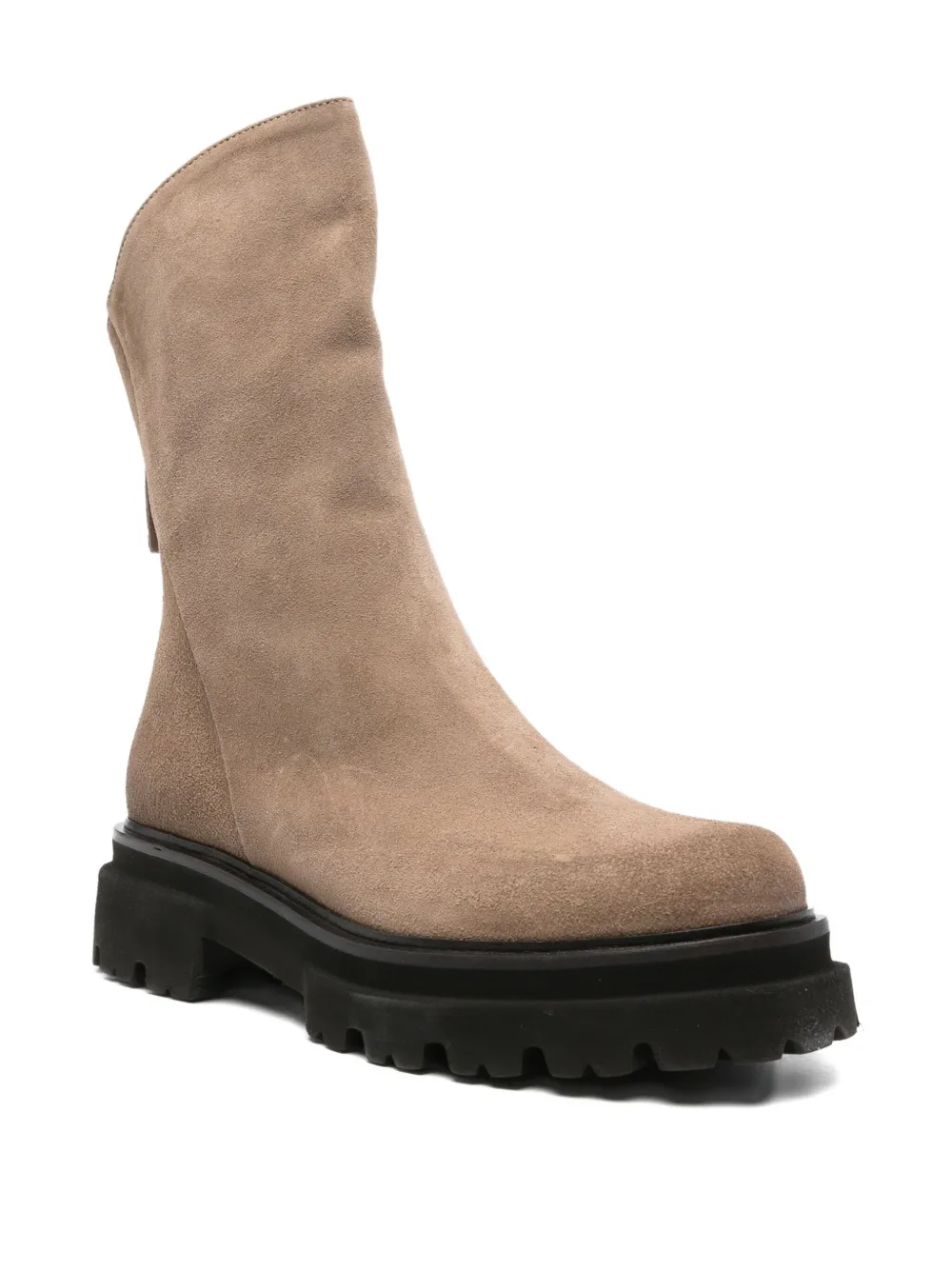 Thea Mika Zip-detail Calf Suede Boots In Neutral