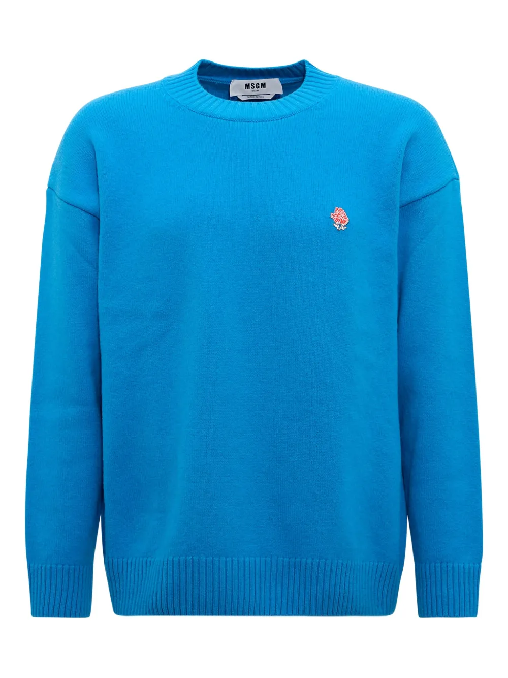 MSGM rose-embroidery crew-neck sweater | Blue | Image 1