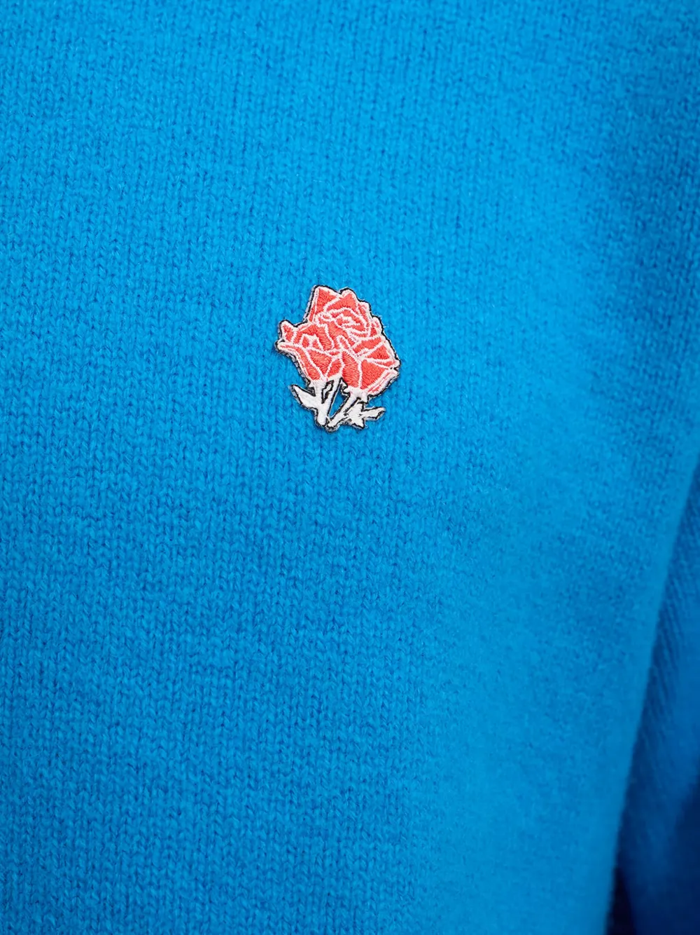 MSGM Trui met ronde hals en geborduurde roos Blauw