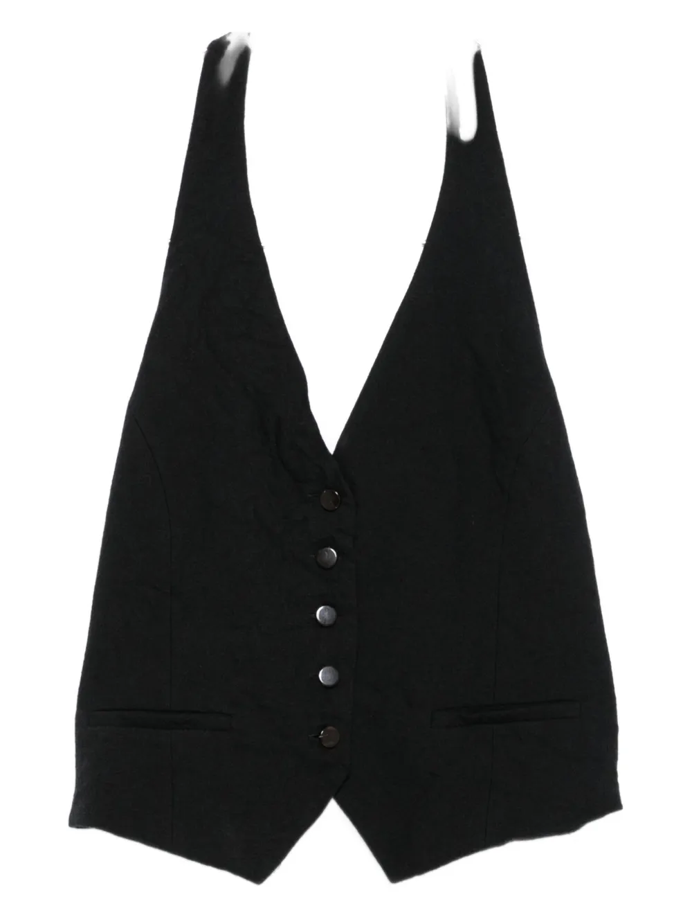 Alysi Halterneck Buttoned Waistcoat In Black