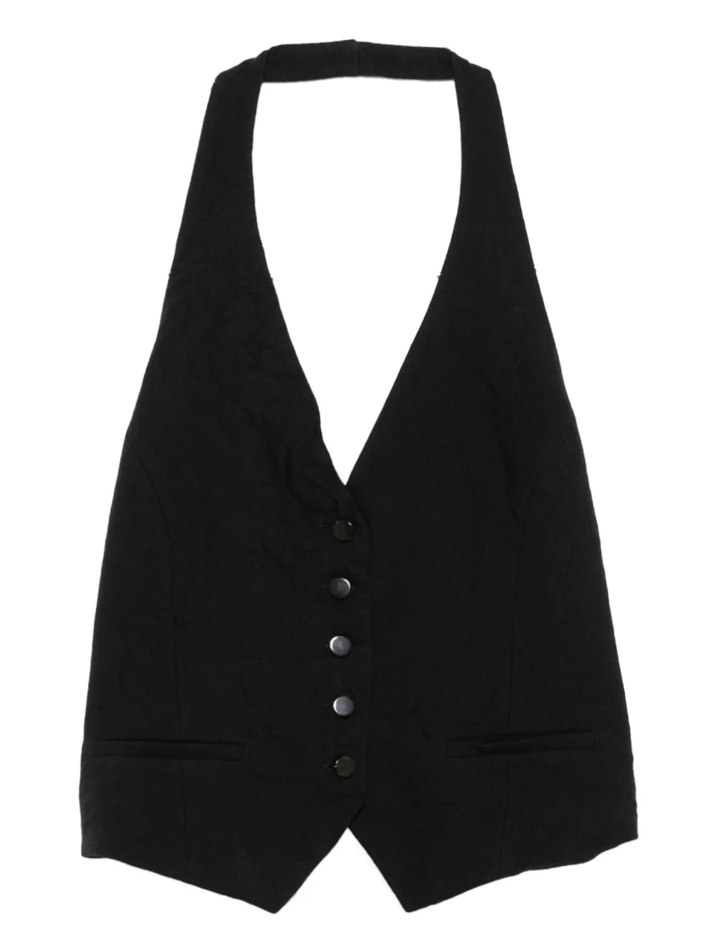 Alysi halterneck buttoned waistcoat | Black | Image 1