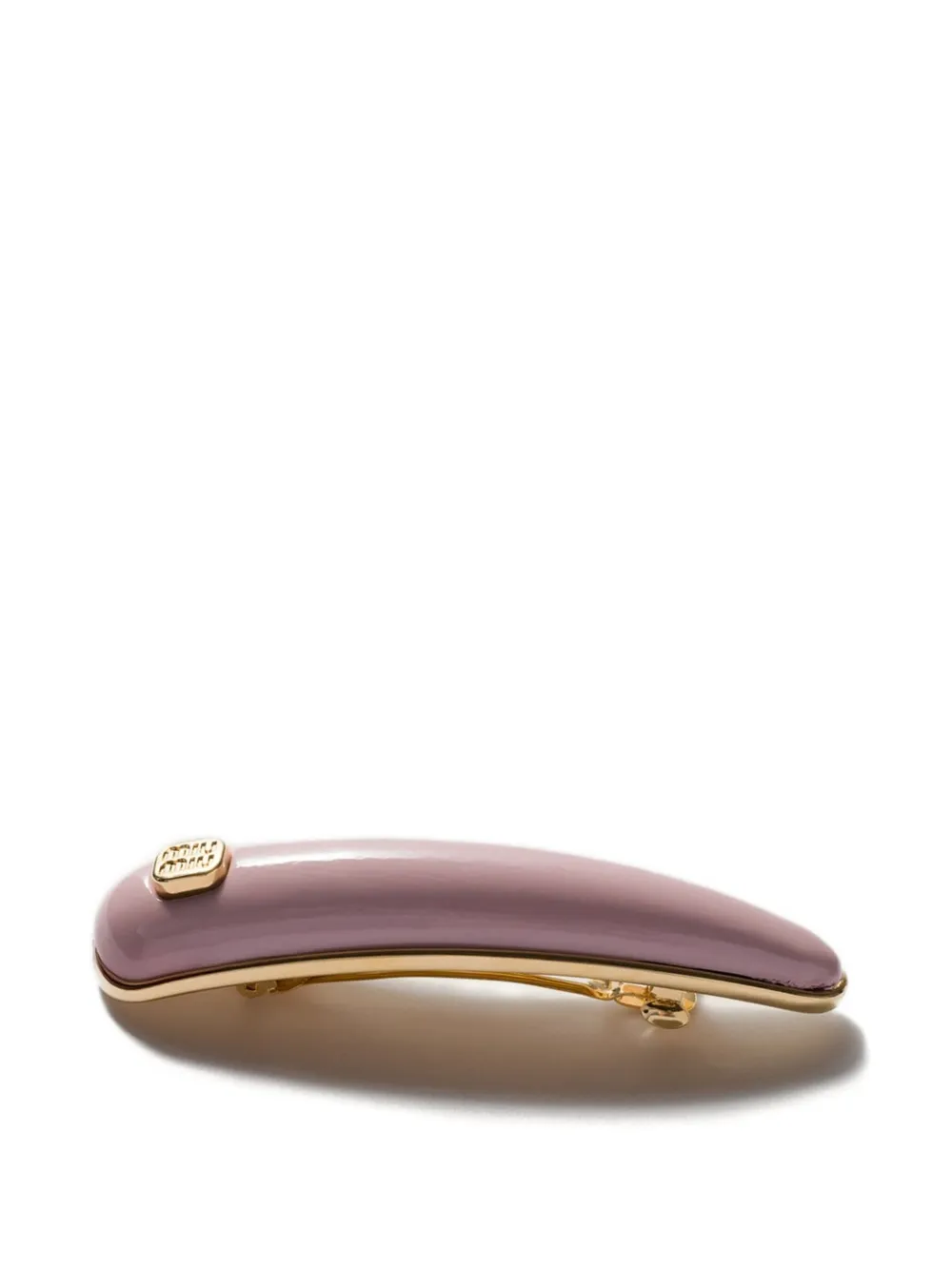Miu logo-plaque leather hair clip Roze