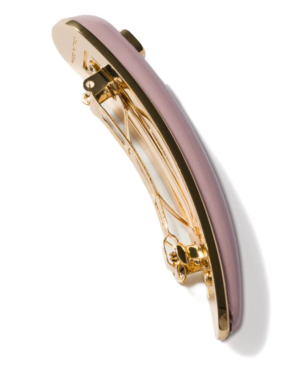 Miu Miu Logo-plaque Leather Hair Clip In Pink