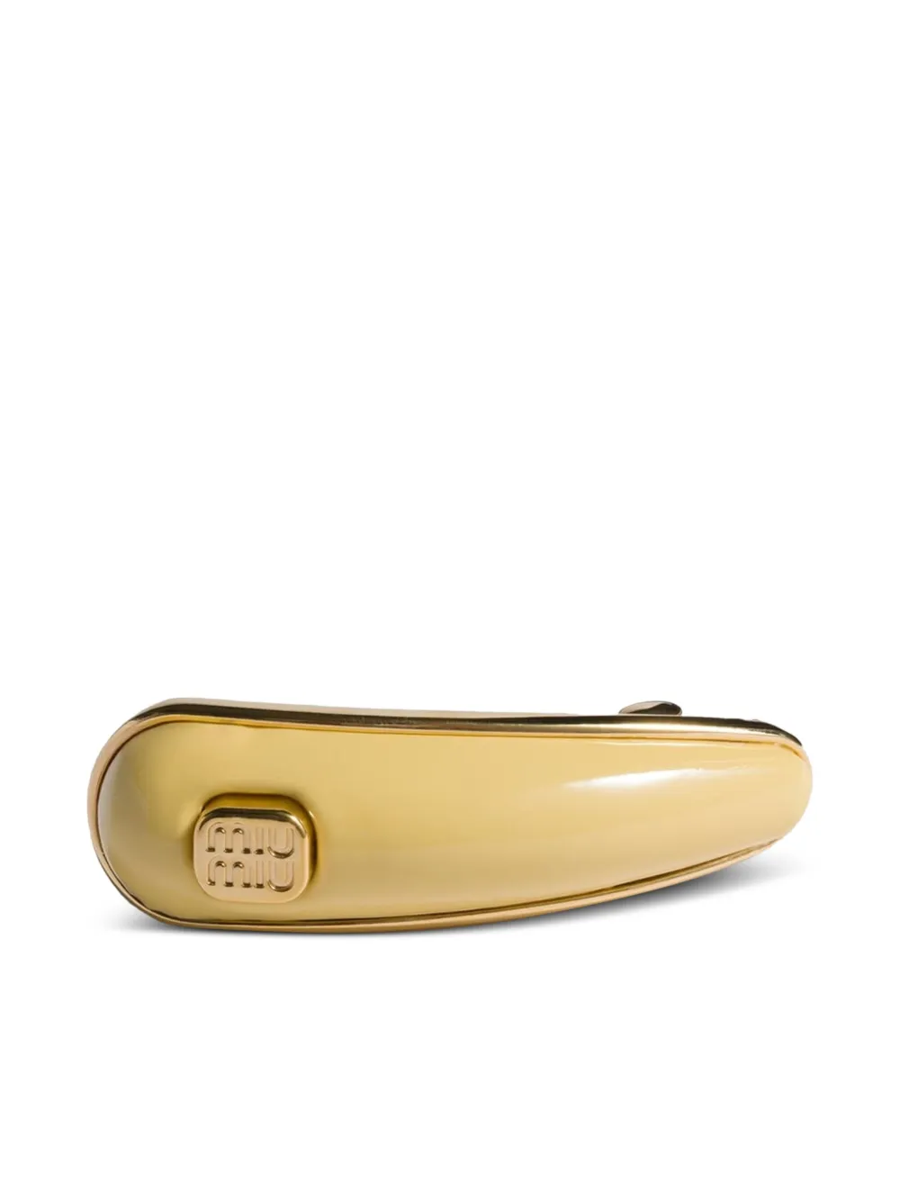 Miu logo-plaque patent leather hair clip Geel