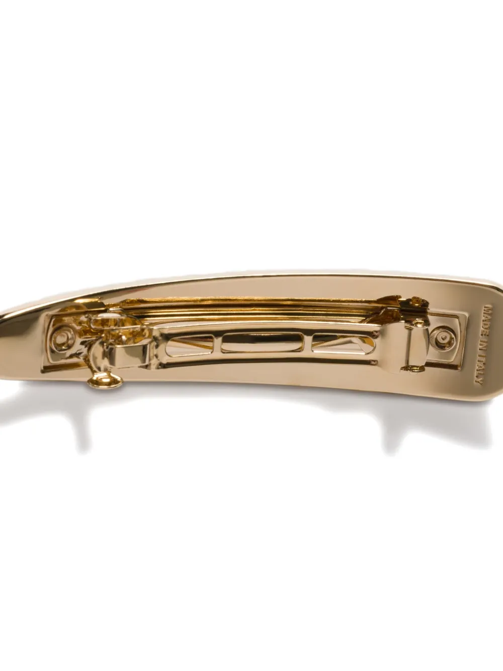 Miu Miu Logo-plaque Leather Hair Clip In Gold