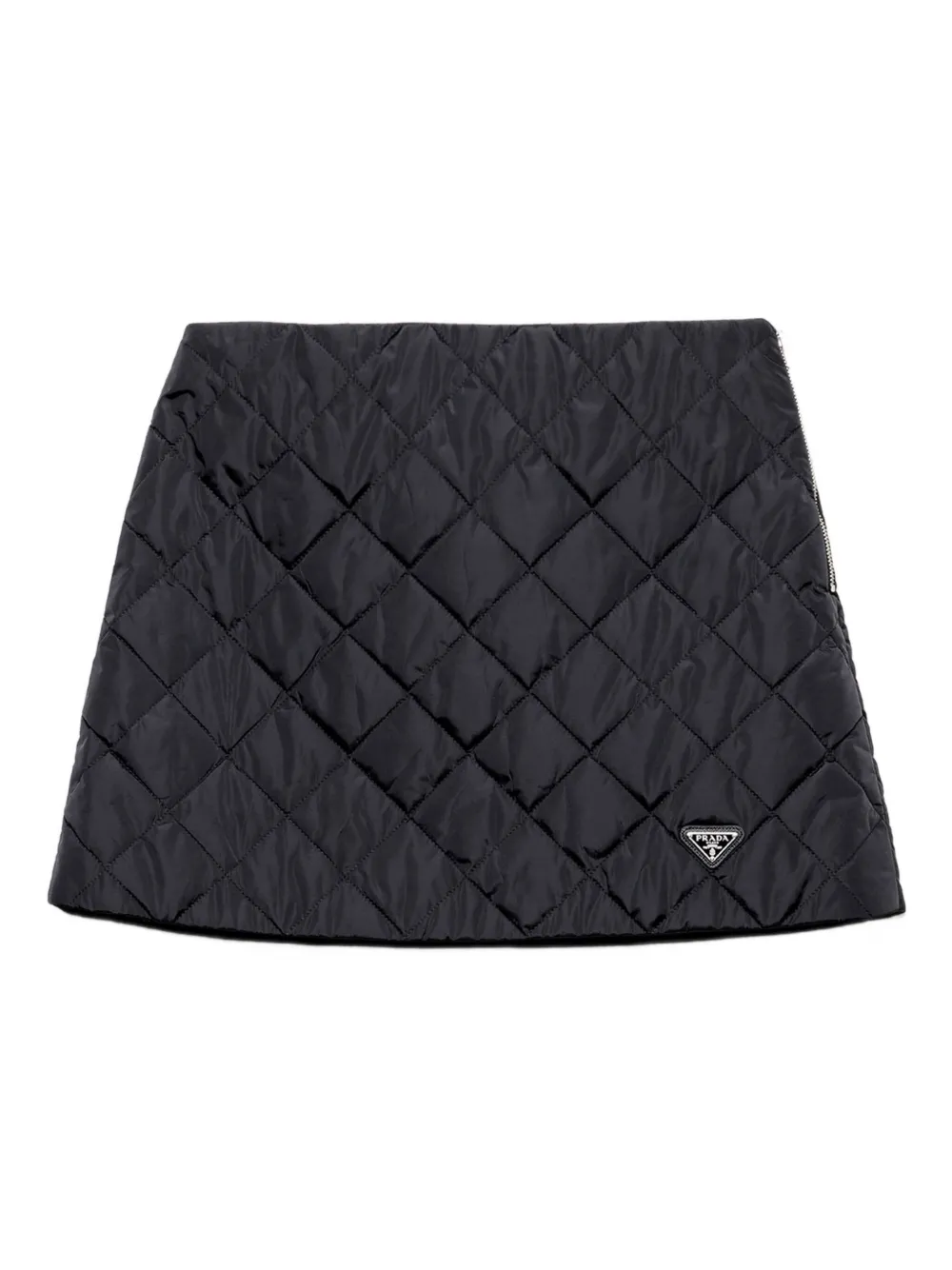 Prada quilted logo-plaque mini skirt Zwart