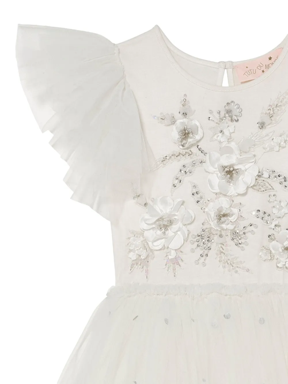 Tutu Du Monde Jurk met bloemen en tule Wit