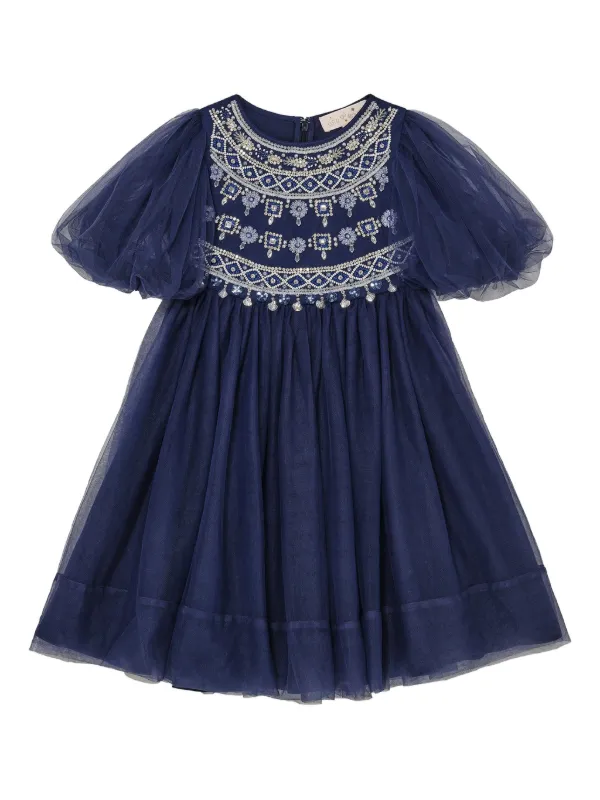 tutu du monde blue dress Tutu du Monde Girls Blue Long Ruffle Tulle Tiered Party Dress