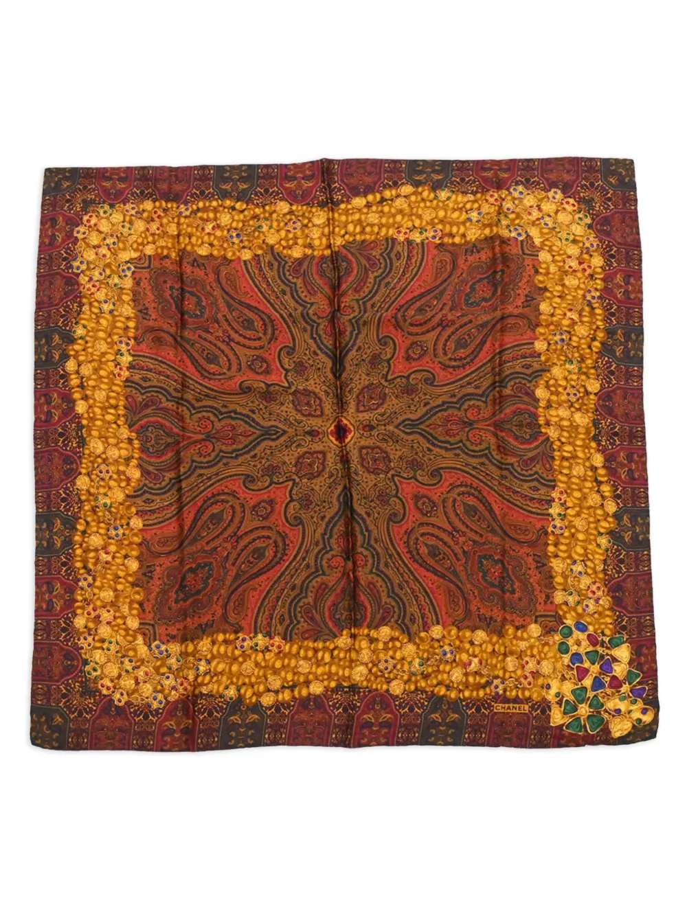 Pre-owned Chanel 1990s Paisley-print Scarf In Red
