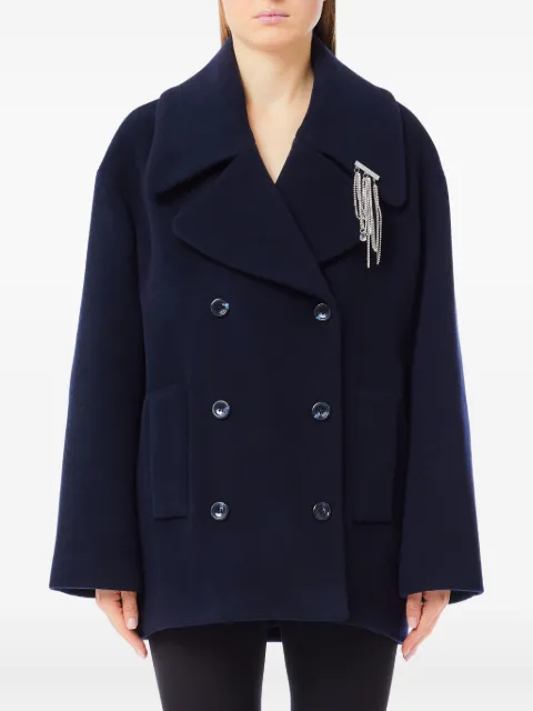LIU JO double-breasted chain-embellished peacoat