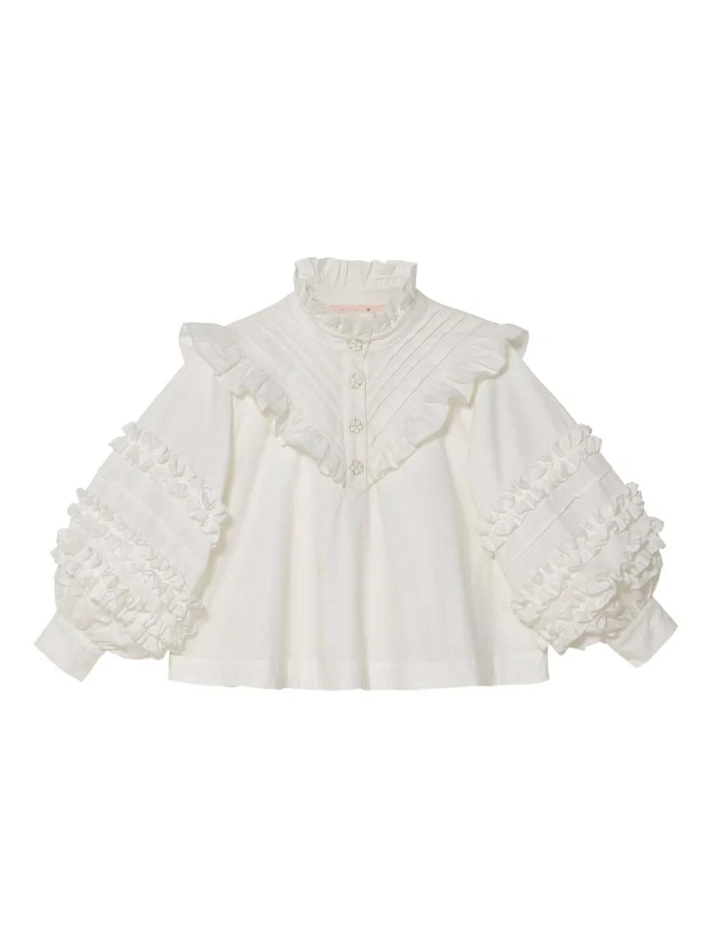 Tutu Du Monde Prairie shirt met ruches en hoge hals Wit