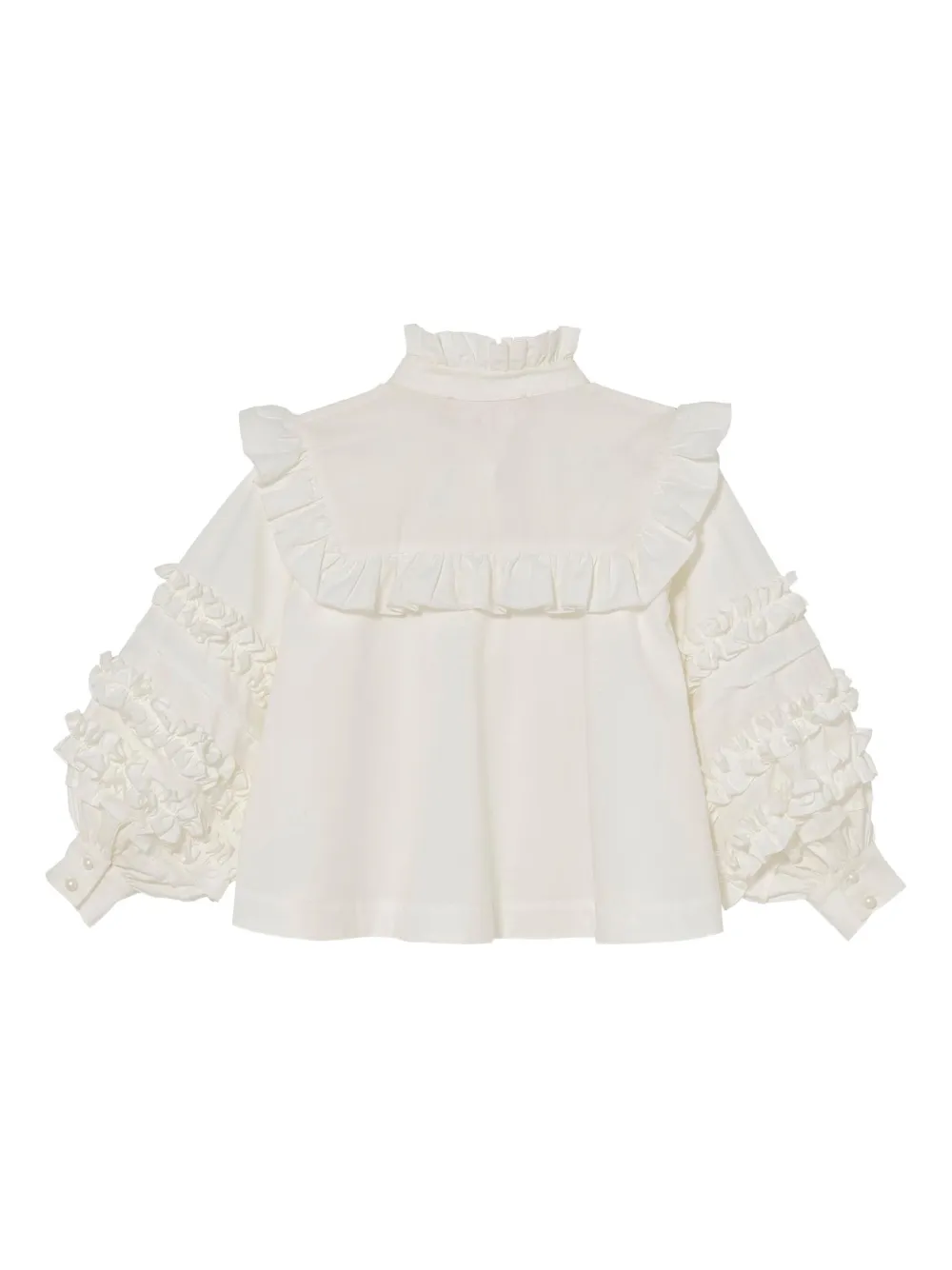 Tutu Du Monde Prairie shirt met ruches en hoge hals Wit