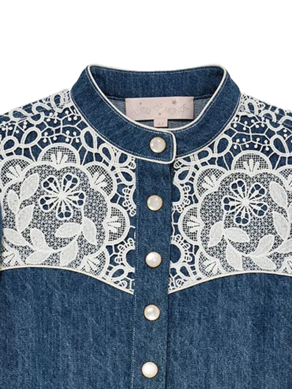 Tutu Du Monde Daisy lace-panel Denim Dress | Blue | FARFETCH BH