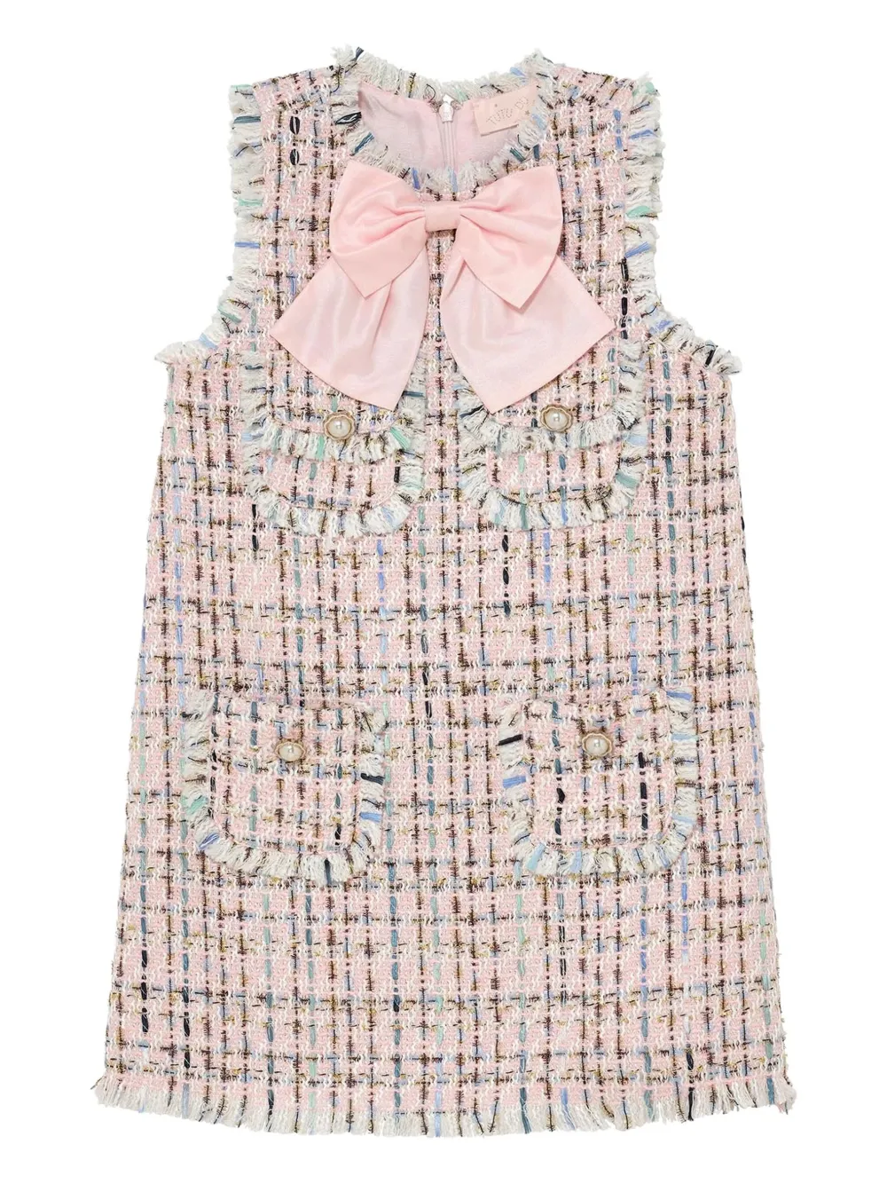Tutu Du Monde Texas Hold'em tweed jurk verfraaid met strik Roze