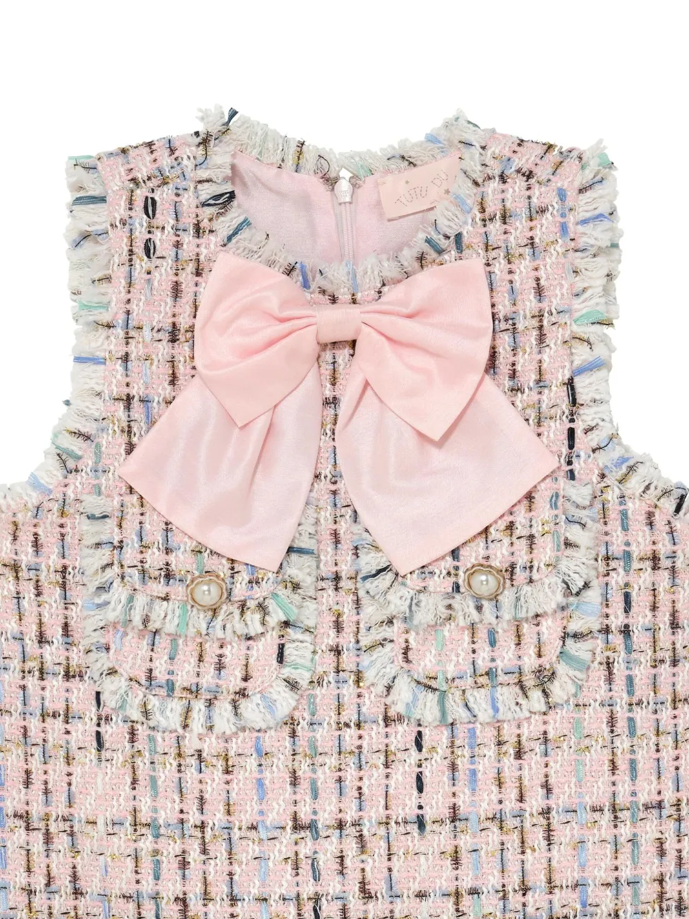 Tutu Du Monde Texas Hold'em tweed jurk verfraaid met strik Roze