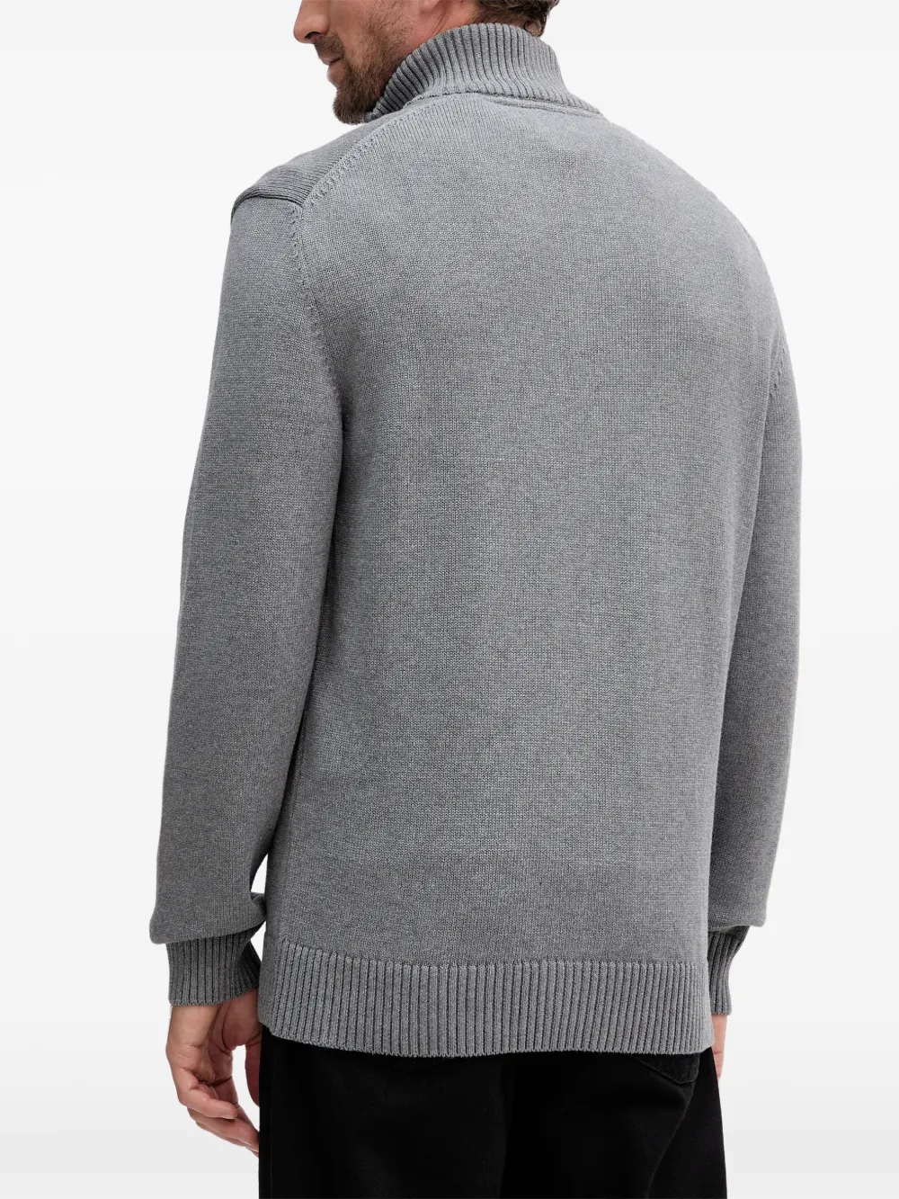 Gant Cotton Piqué Half-zip Sweater In Gray