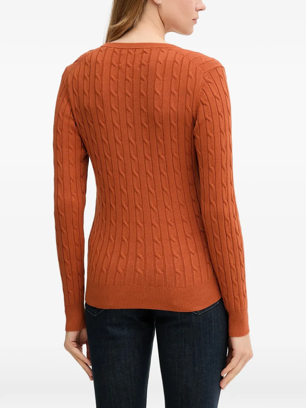  Gant Cable-knit V-neck Sweater - Orange 