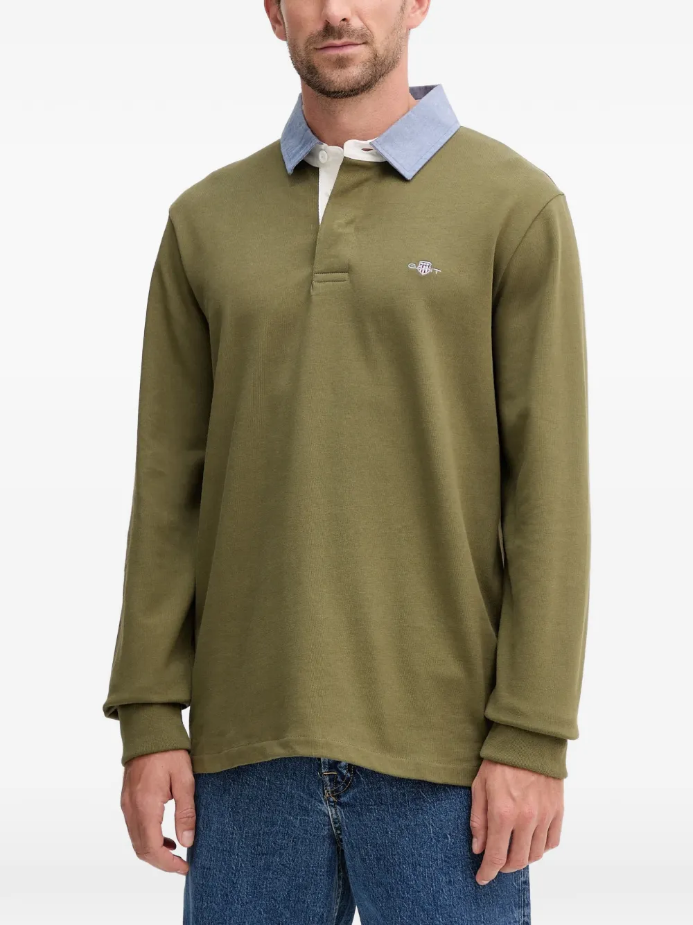 Gant playera tipo polo con cuello de tejido cambray | verde | Image 1
