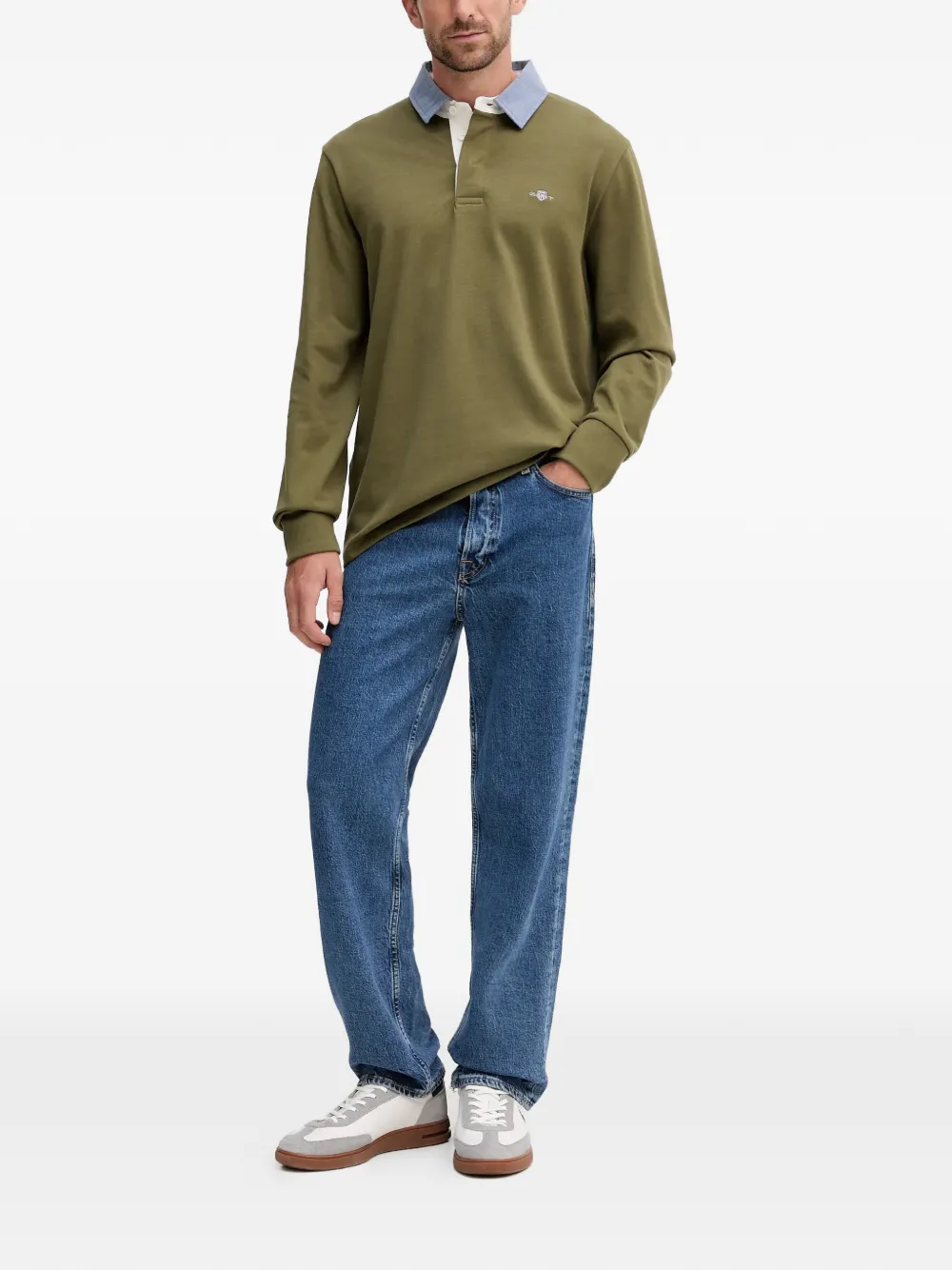 Gant chambray-collar polo shirt - Groen