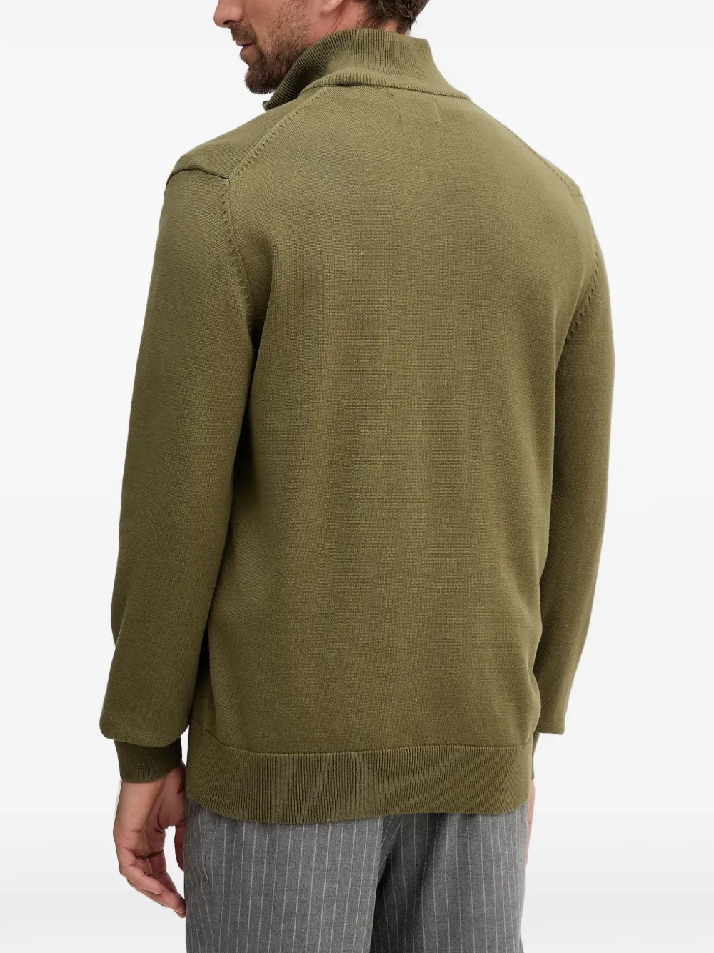 Gant Zip-up Cotton Cardigan In Green