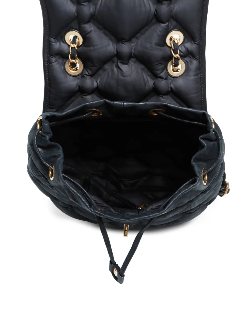 Pre-owned Chanel 2016-2017 Quilted Chain Backpack In Black