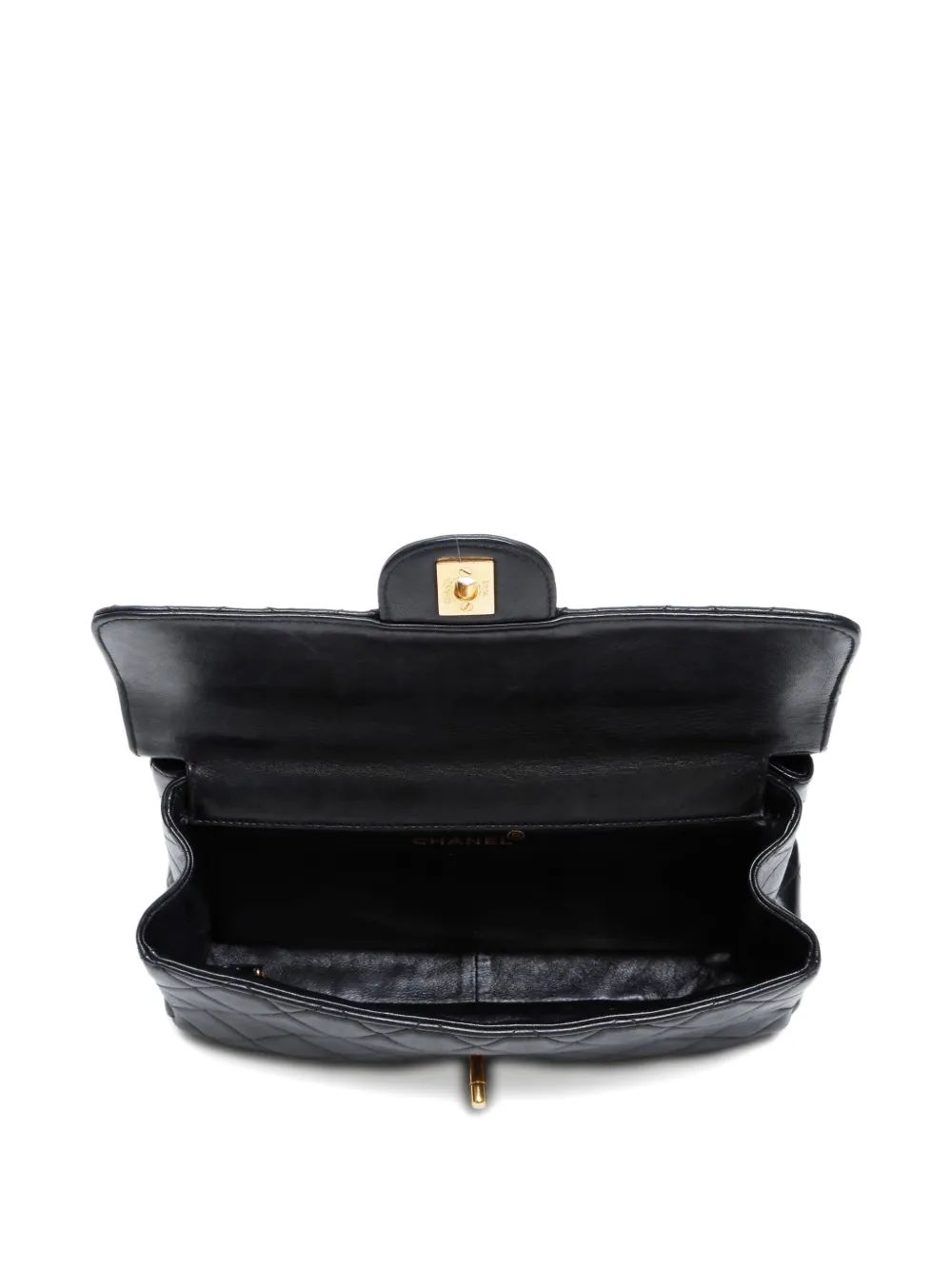 Pre-owned Chanel 1996-1997 Double Flap Quilted Shoulder Bag In Black