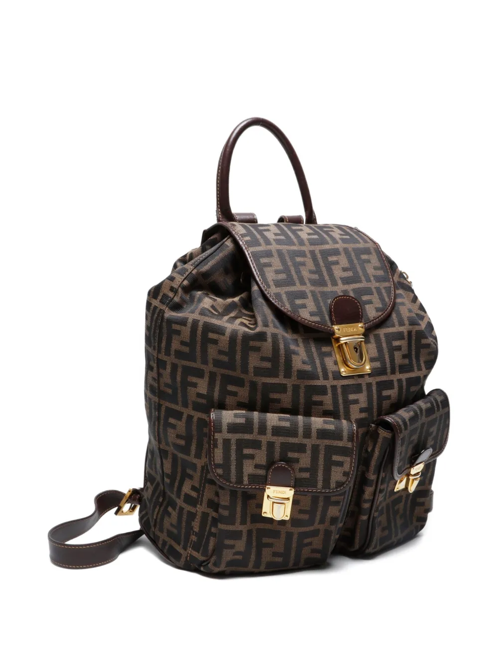 Pre-owned Fendi 1990-2000s Zucca-pattern Backpack In Brown