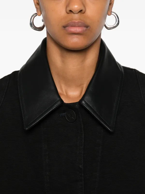 Studio Nicholson レザーカラーコート | ブルー | FARFETCH JP