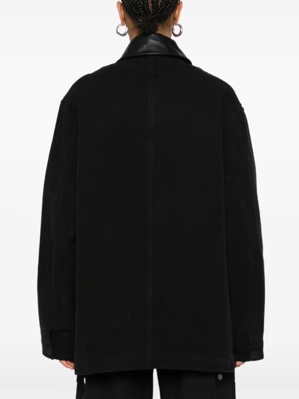 Studio Nicholson レザーカラーコート | ブルー | FARFETCH JP