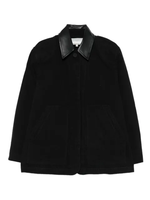 Studio Nicholson leather-collar patch-pocket coat