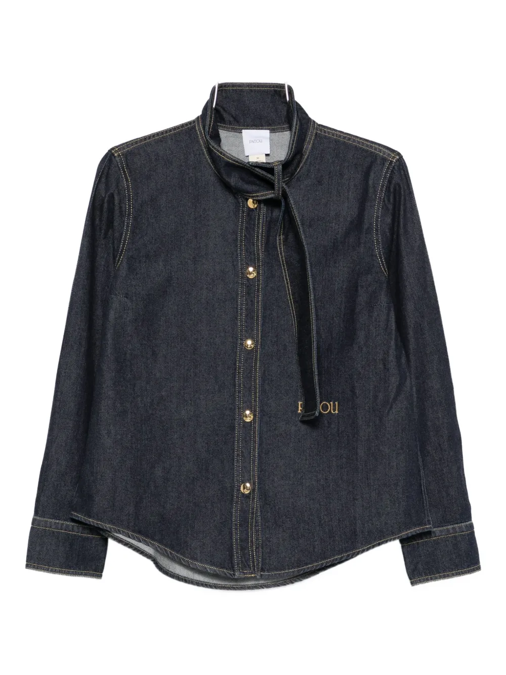 Patou Embroidered-logo Denim Shirt In Black