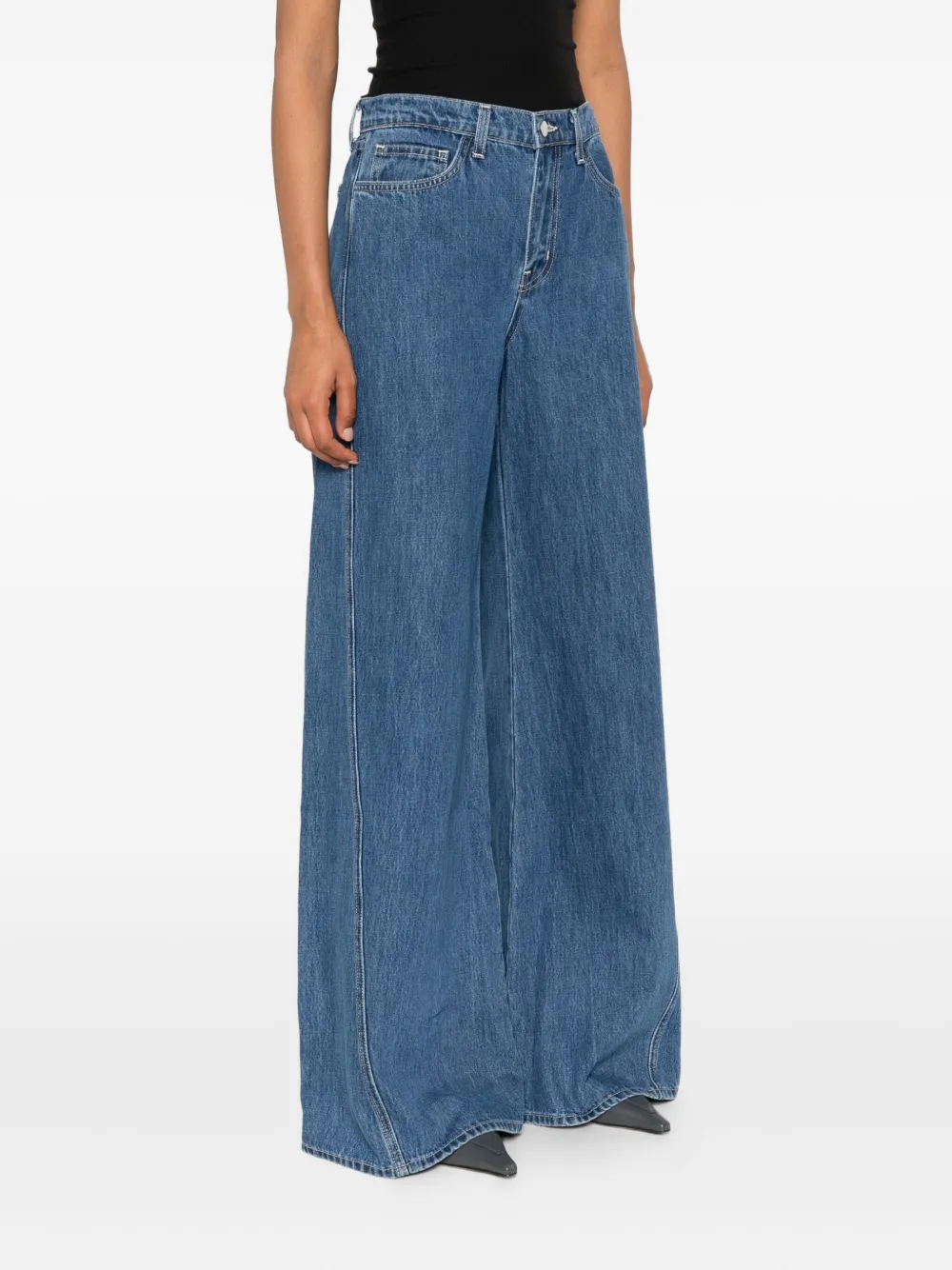 L'Agence Denim jeans met stikseldetail Blauw