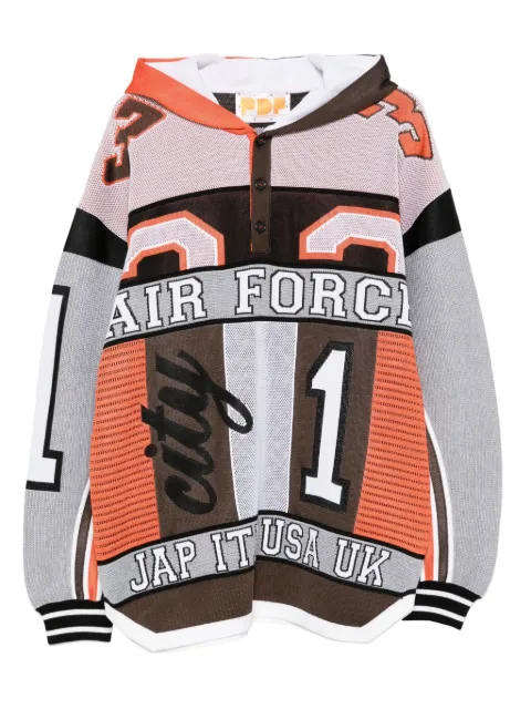PDF  panelled polo-collar hoodie 