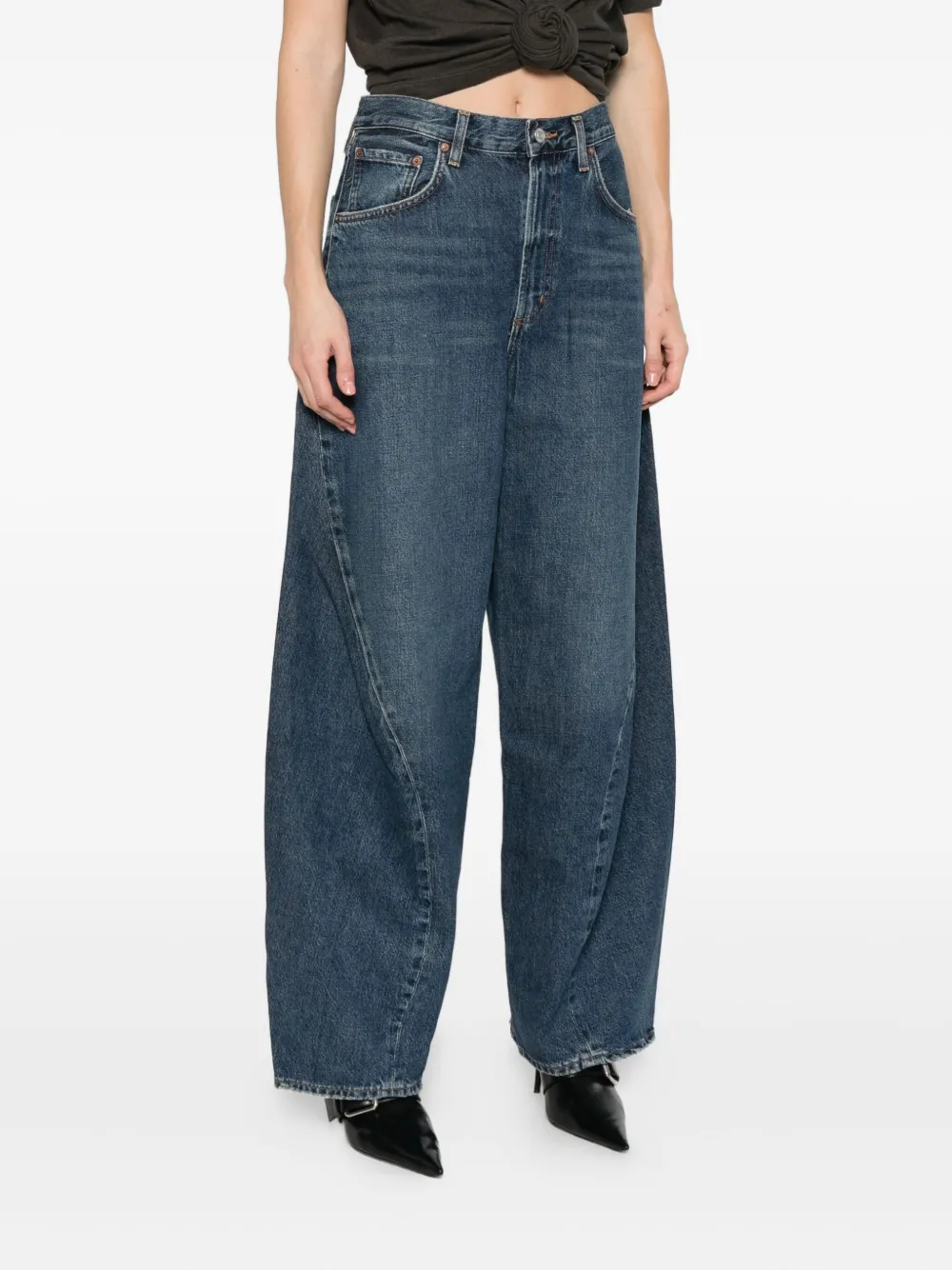 Agolde Panelled Regenerative-cotton Jeans In Blue