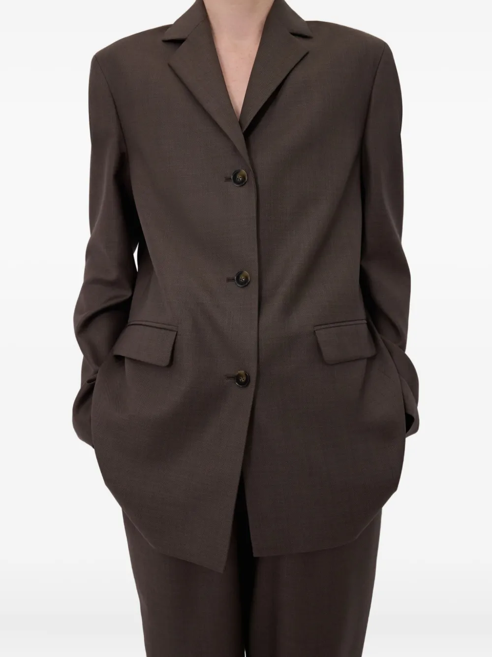 LouLou de Saison Marcia blazer met enkele rij knopen Bruin