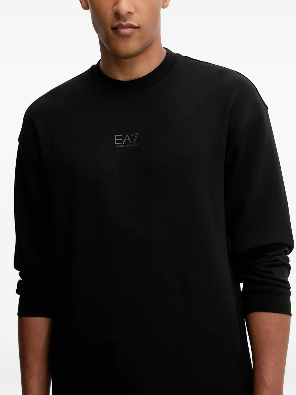 Ea7 Logo-detail Crew-neck Sweatshirt In Black