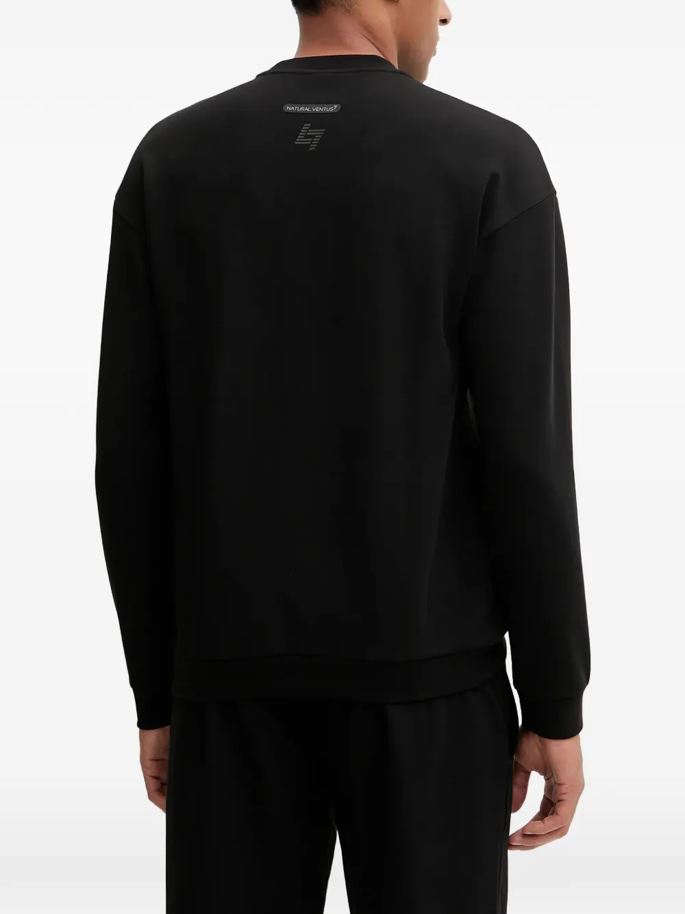 Ea7 Logo-detail Crew-neck Sweatshirt In Black