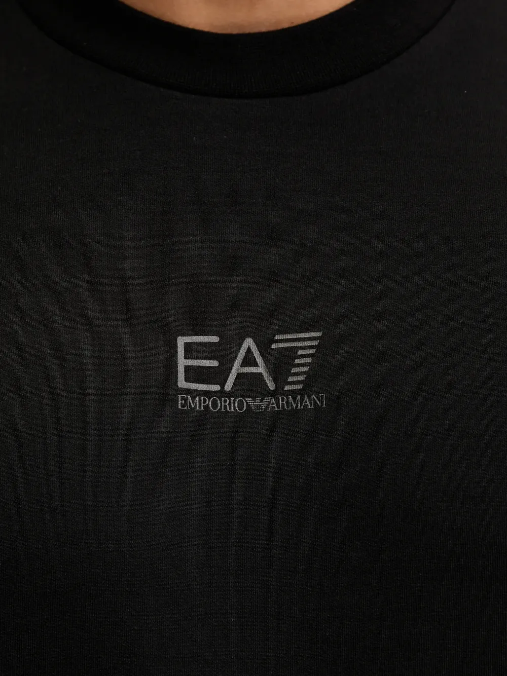 Ea7 Logo-detail Crew-neck Sweatshirt In Black