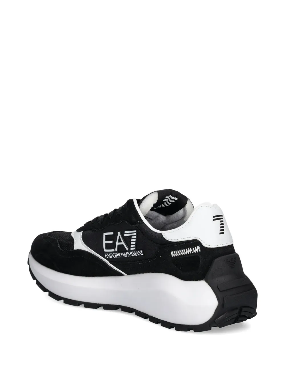 Ea7 Lace-up Logo-detail Sneakers In Black