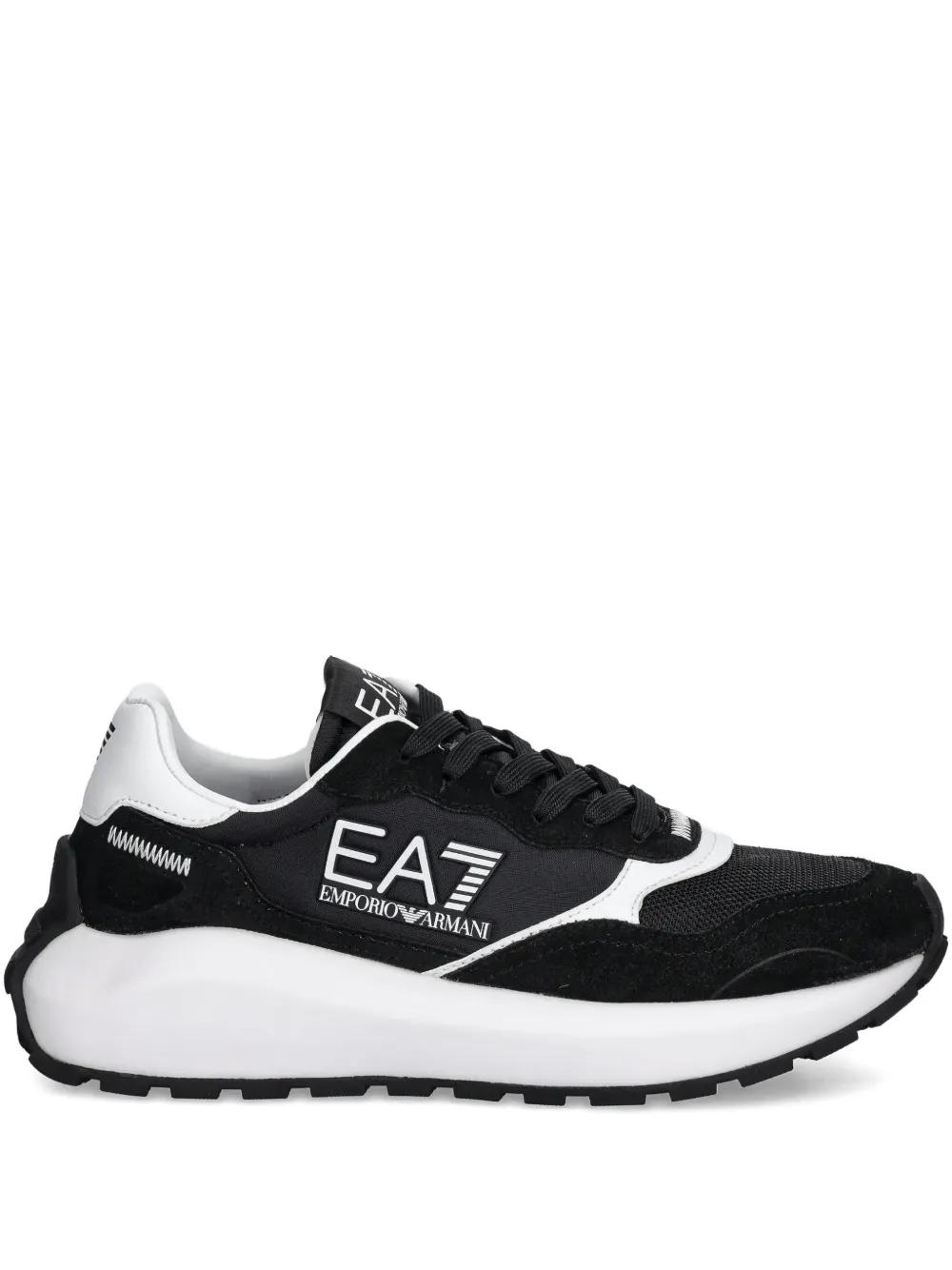 Ea7 Lace-up Logo-detail Sneakers In Black
