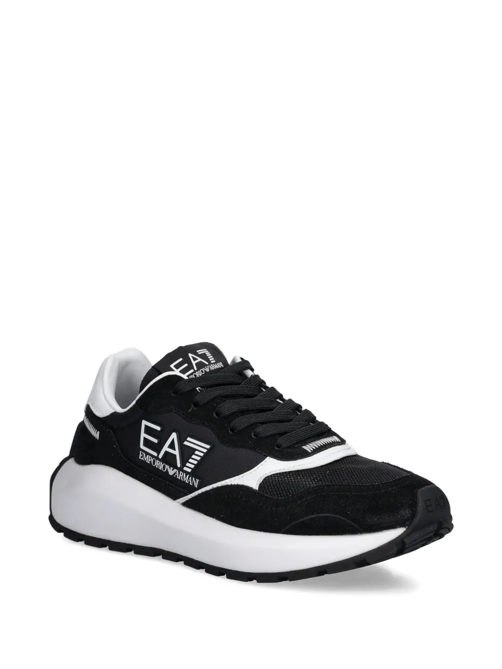 Ea7 Lace-up Logo-detail Sneakers In Black