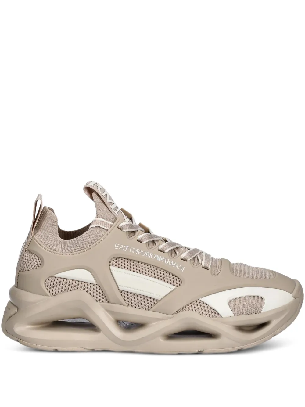 Ea7 Emporio Armani cut-out-effect sneakers Beige